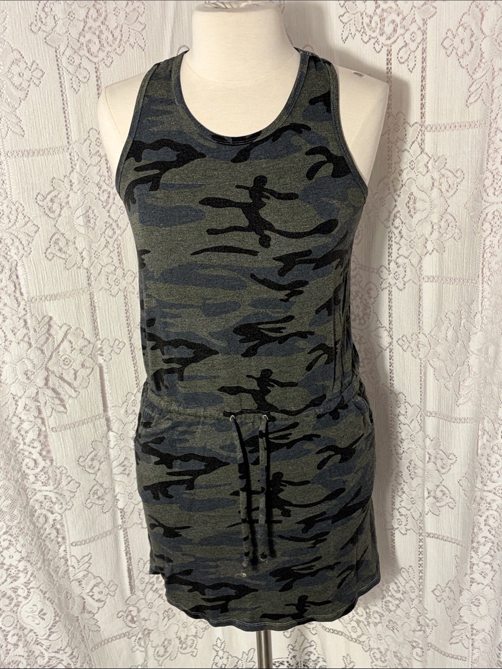 Sundry Olive & Black Camo Tank Dress